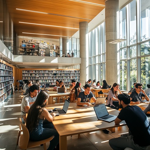 Students studying in a bright modern library in Atlanta